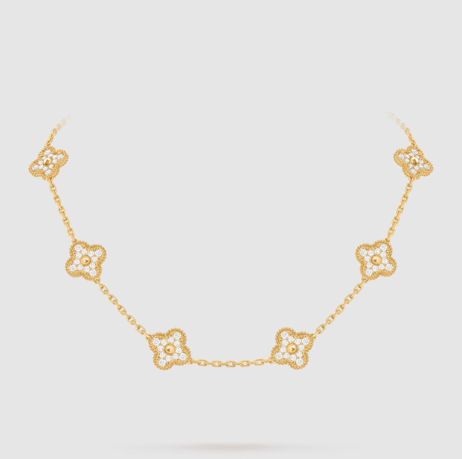 [¡®Dream¡¯]CLOVER 10 MOTIFS FULL DIAMOND NECKLACE