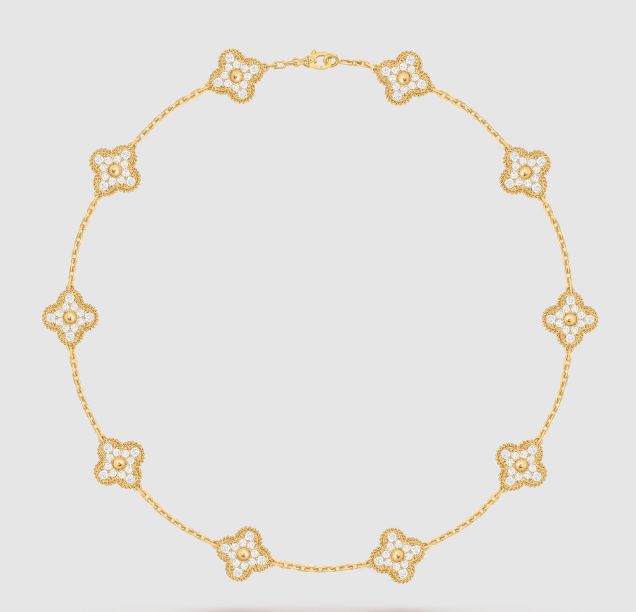 [¡®Dream¡¯]CLOVER 10 MOTIFS FULL DIAMOND NECKLACE