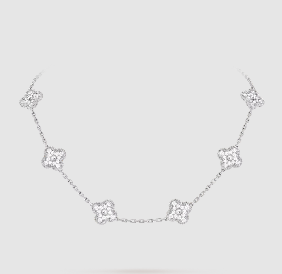 [¡®Dream¡¯]CLOVER 10 MOTIFS FULL DIAMOND NECKLACE