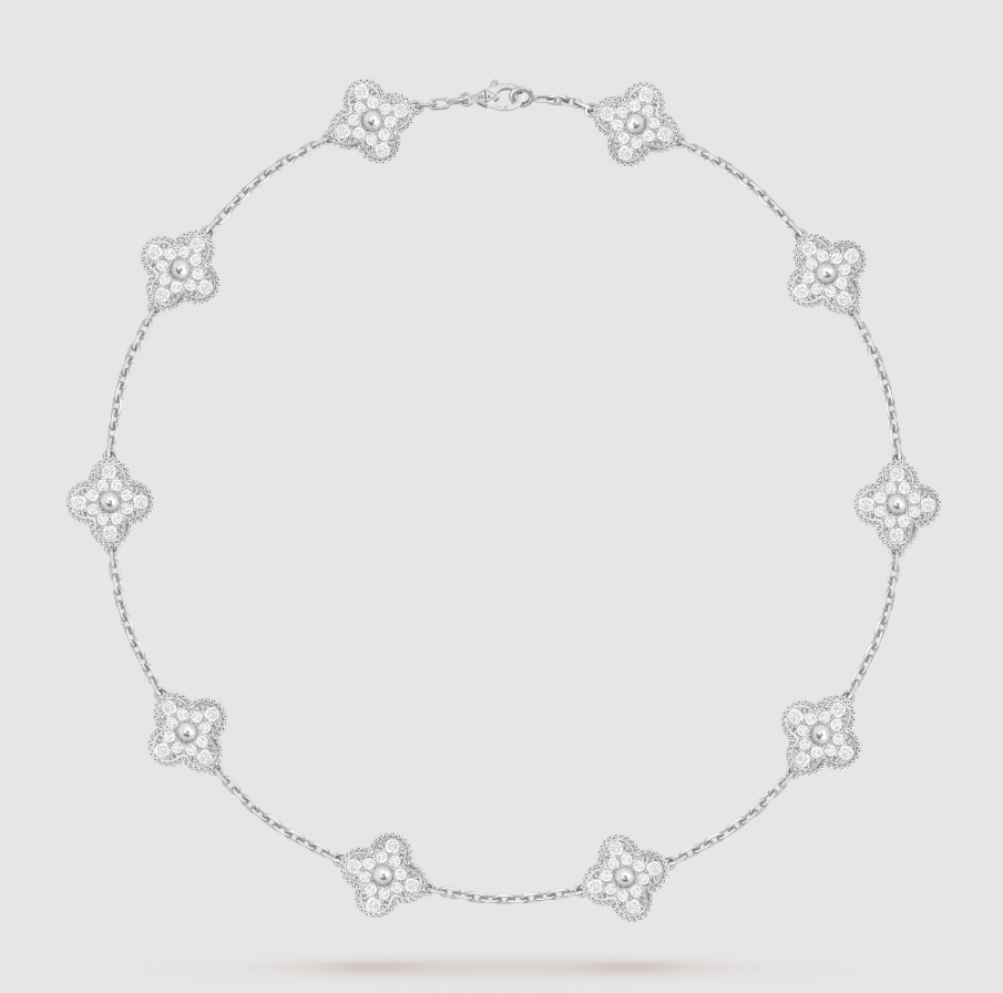 [¡®Dream¡¯]CLOVER 10 MOTIFS FULL DIAMOND NECKLACE