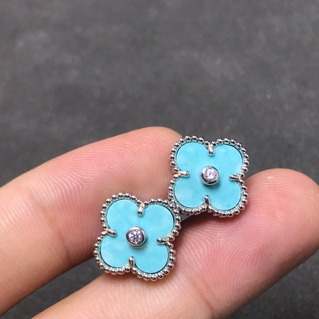 ¡®Dream¡¯CLOVER 1 DIAMOND BLUE SKY SILVER EARRINGS