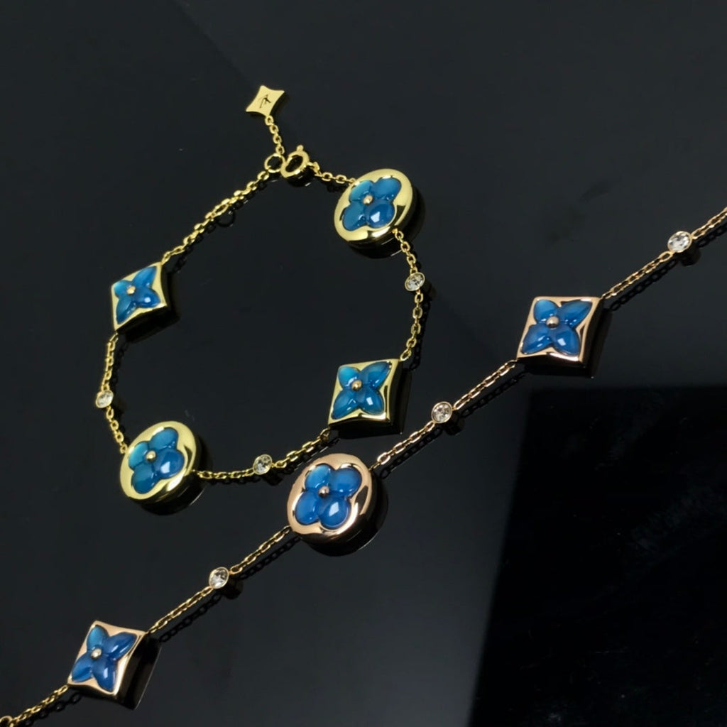 „Dream“-Stern- und Sonnen-Armband mit 4 Motiven, blau