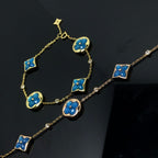 „Dream“-Stern- und Sonnen-Armband mit 4 Motiven, blau