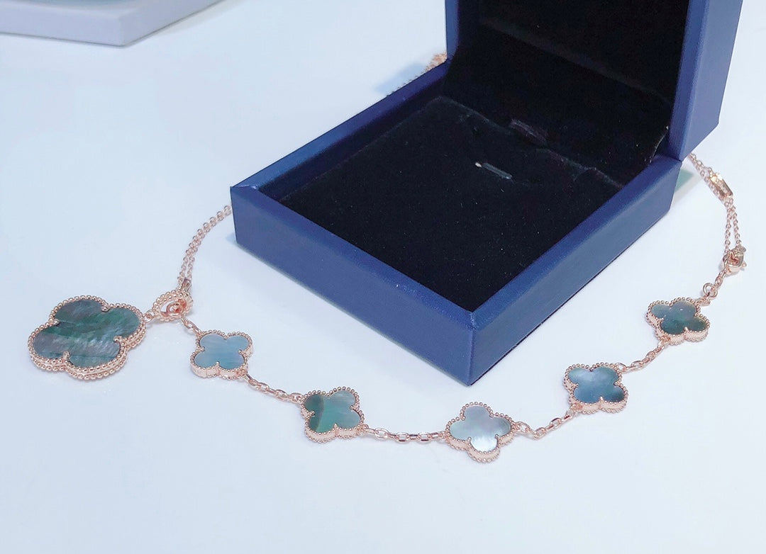 ¡®Dream¡¯COMBINED BRACELET 5 MOTIFS AND NECKLACE DARK MOP ROSE GOLD