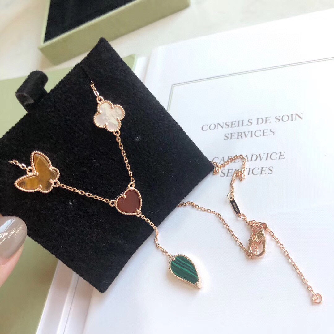 ¡®Dream¡¯LUCKY SPRING 4 MOTIFS ROSE GOLD NECKLACE