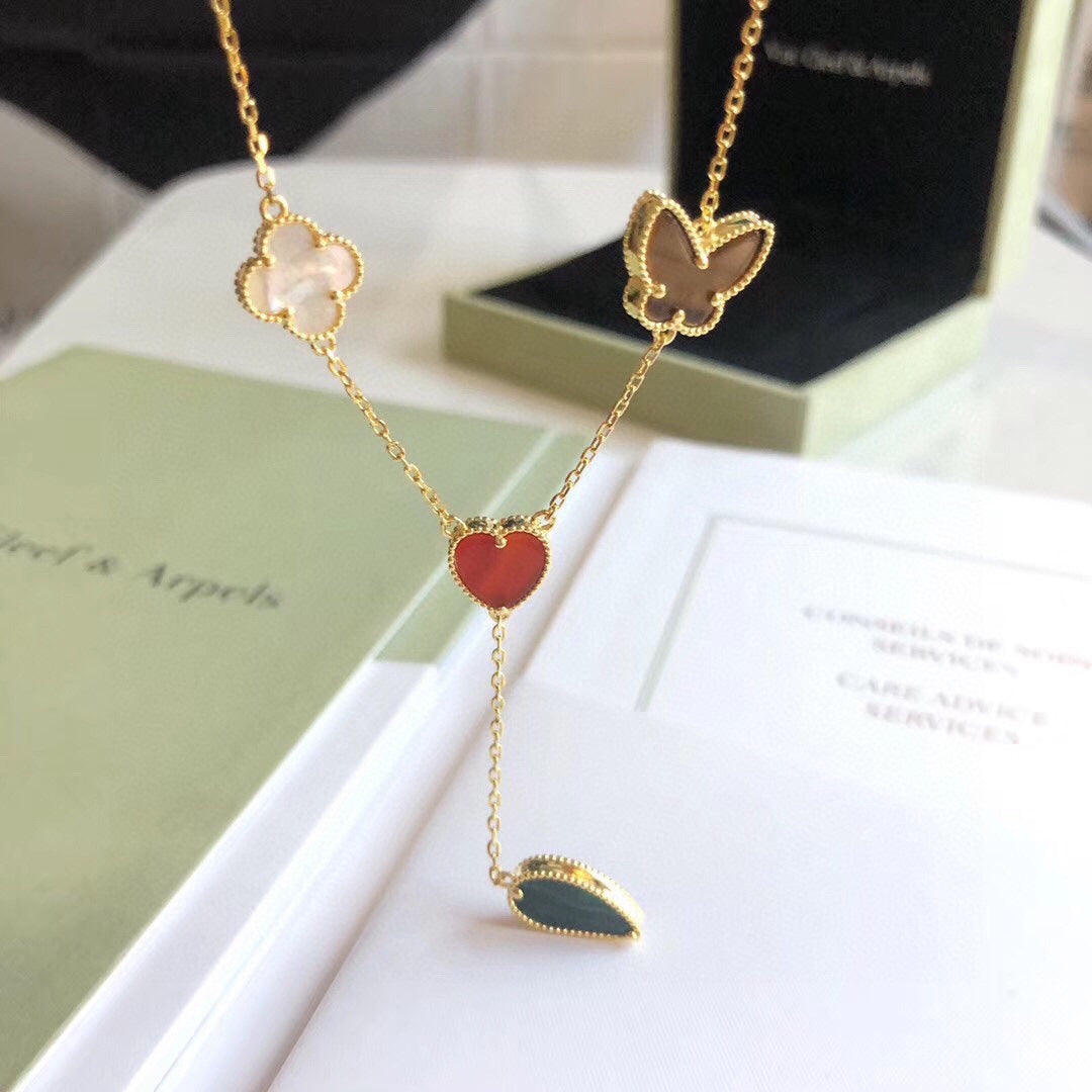¡®Dream¡¯LUCKY SPRING 4 MOTIFS ROSE GOLD NECKLACE