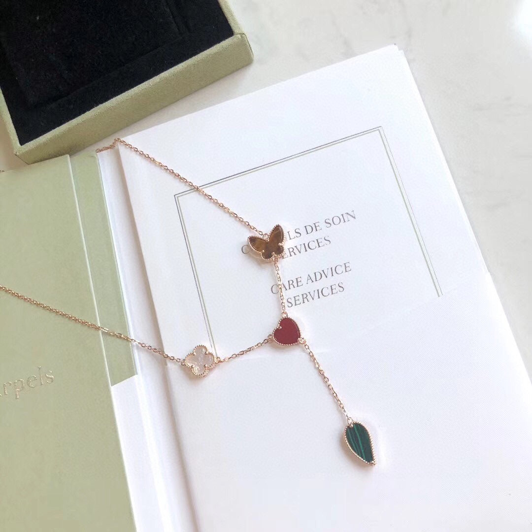 ¡®Dream¡¯LUCKY SPRING 4 MOTIFS ROSE GOLD NECKLACE