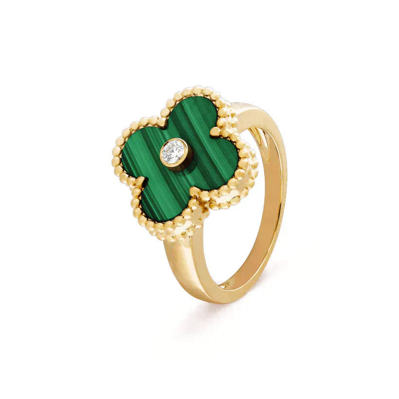 ¡®Dream¡¯CLOVER MALACHITE RING GOLD DIAMOND